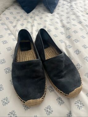 Tory Burch Blue Suede McKenzie Woven Espadrilles